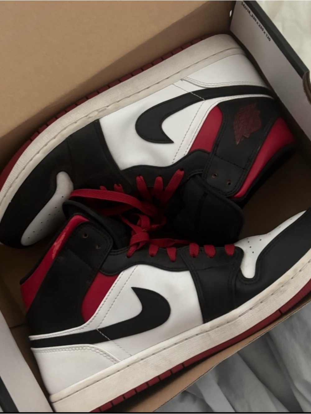 Nike Air Jordan 1 White Black Red - Men's Athletic Sneakers